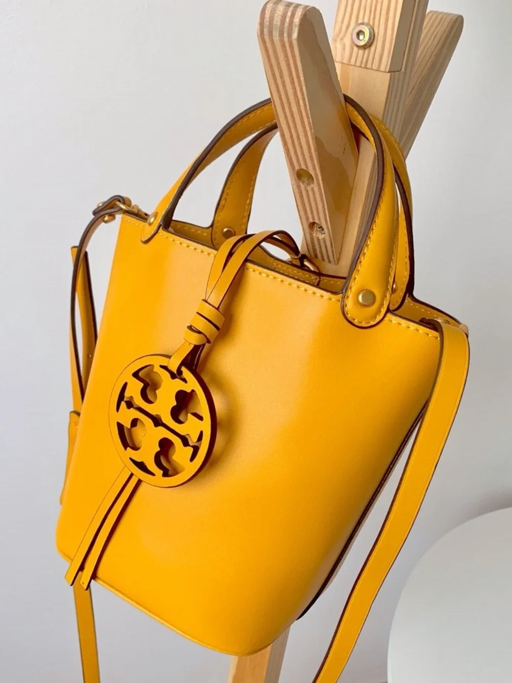 Tory Burch Mustard Yellow Miller Mini Bucket Bag